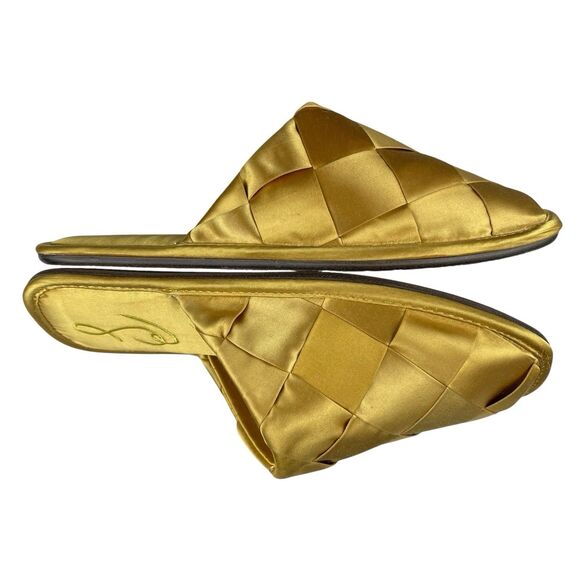 Sam Edelman Women's Rhys Satin Woven Slippers 6M Gold Yellow Slip On House Shoes - Picture 6 of 12